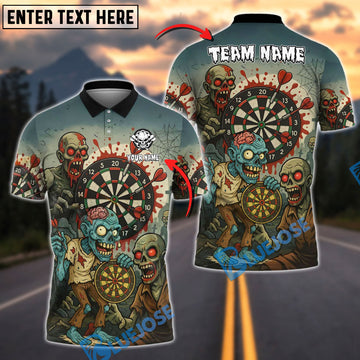 BlueJose Darts Zombie Attack Personalized Name, Team Name Shirt (4 Colors)
