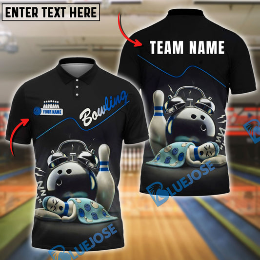BlueJose Bowling And Pins Alarm Clock Sleeping Pin & Wake-Up Ball Customized Name 3D Shirt (4 Colors)