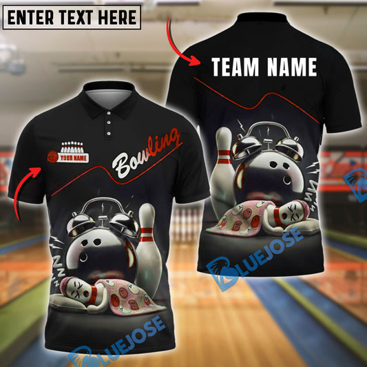 BlueJose Bowling And Pins Alarm Clock Sleeping Pin & Wake-Up Ball Customized Name 3D Shirt (4 Colors)