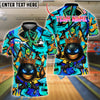 BlueJose Bowling And Pins King Graffiti Crowned Ball with Fire Pins Customized Name 3D Shirt (4 Colors)