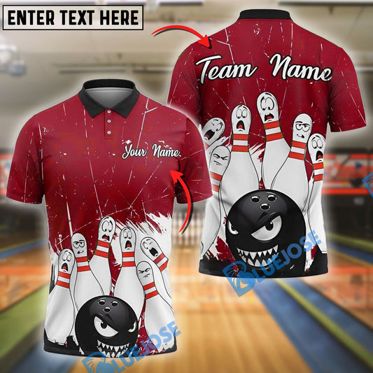 BlueJose Bowling And Pins Angry Ball vs Screaming Pins Customized Name 3D Shirt (4 Colors)