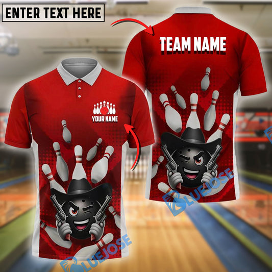 BlueJose Bowling And Pins Cowboy Ball with Guns Customized Name 3D Shirt (4 Colors)
