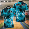 BlueJose Bowling And Pins Cosmic Strike Customized Name, Team Name 3D Shirt (4 Colors)