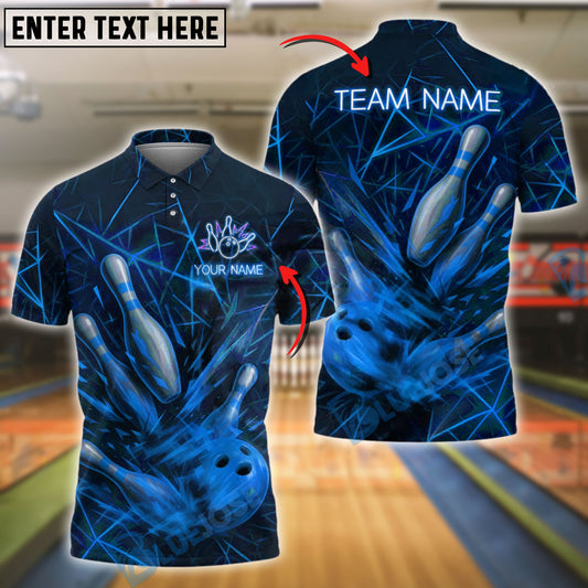 BlueJose Bowling And Pins Neon Strike Customized Name, Team Name 3D Shirt (4 Colors)