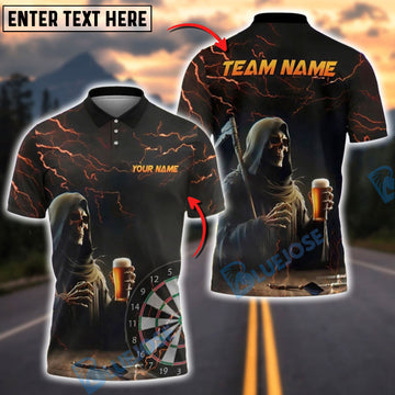 BlueJose Darts Reaper And Beer Personalized Name, Team Name 3D Shirt