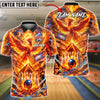 BlueJose Bowling And Pins Fire Phoenix Volcanic Customized Name, Team Name 3D Shirt (4 Colors)