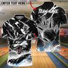 BlueJose Bowling And Pins Neon Thunder Wolf Strike Design Customized Name, Team Name 3D Shirt (4 Colors)
