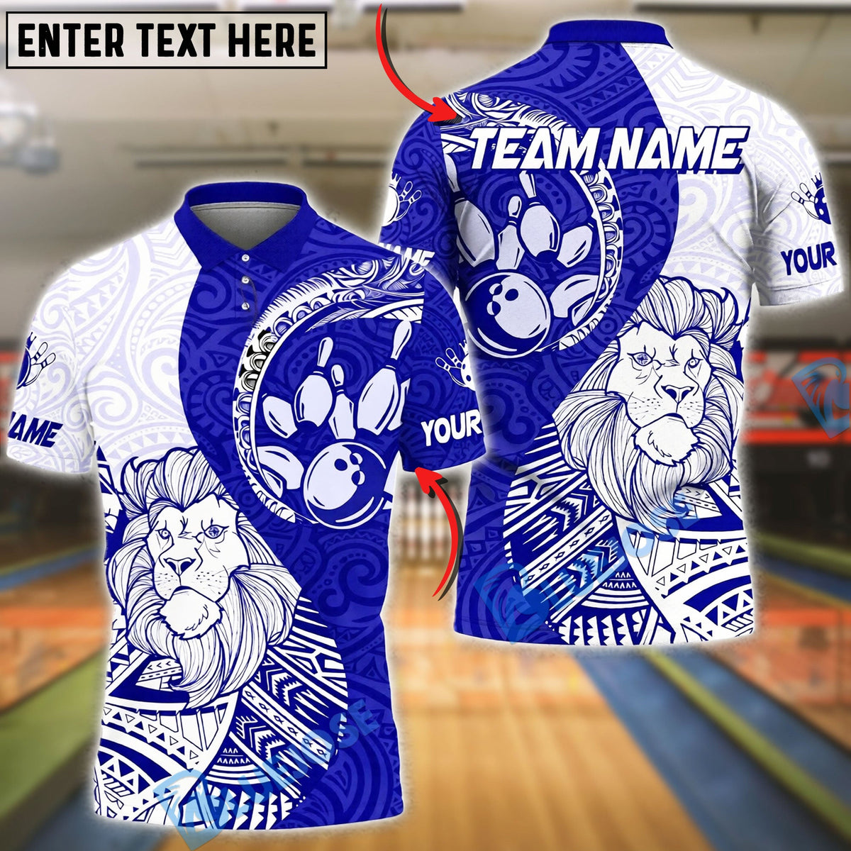 BlueJose Bowling And Pins Lion King Tribal Customized Name, Team Name 3D Shirt (4 Colors)