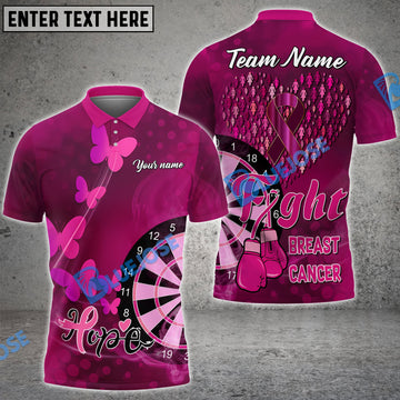 BlueJose Darts Breast Cancer Hope Personalized Name, Team Name 3D Shirt