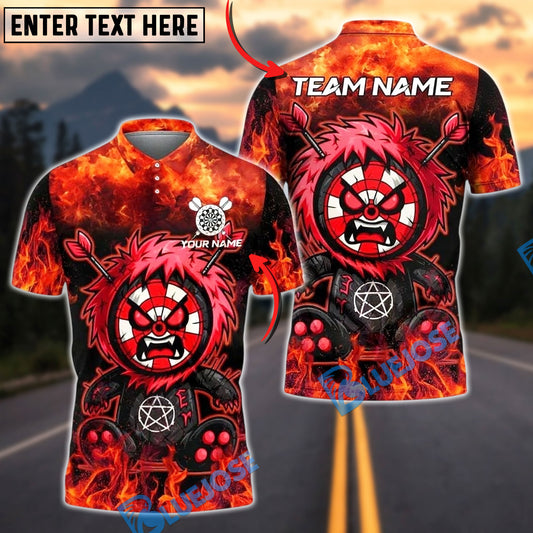 BlueJose Darts Monster Paint Flame Personalized Name, Team Name Unisex Shirt (4 Colors)