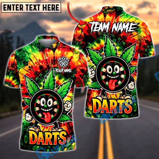 BlueJose Darts Tie-Dye Cartoon Design Personalized Name Shirt