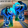 BlueJose Bowling And Pins Fire Flame Punisher Skull Customized Name, Team Name 3D Shirt (4 Colors)