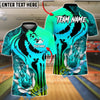 BlueJose Bowling And Pins Fire Flame Punisher Skull Customized Name, Team Name 3D Shirt (4 Colors)