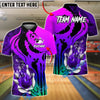 BlueJose Bowling And Pins Fire Flame Punisher Skull Customized Name, Team Name 3D Shirt (4 Colors)