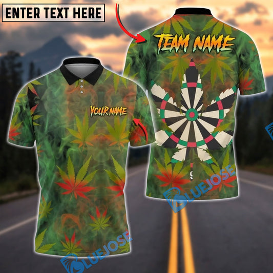 BlueJose Darts Leaf Smoke Design Personalized Name Shirt
