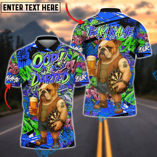 BlueJose Darts Graffiti Beer Bulldog I Darted Personalized Name, Team Name Unisex Shirt (4 Colors)