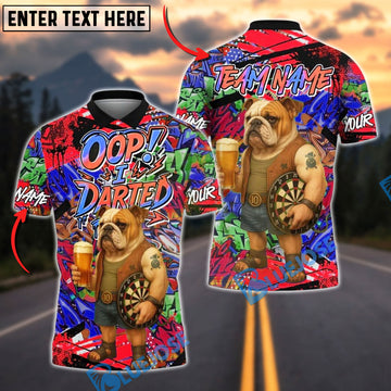 BlueJose Darts Graffiti Beer Bulldog I Darted Personalized Name, Team Name Unisex Shirt (4 Colors)