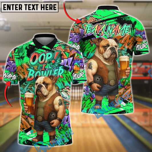 BlueJose Bowling And Pins Graffiti Beer Bulldog I Bowled Customized Name, Team Name 3D Shirt (4 Colors)
