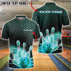 BlueJose Bowling And Pins Hexagon Impact Customized Name, Team Name 3D Shirt (4 Colors)