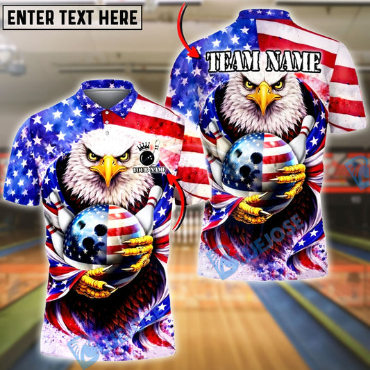 BlueJose Bowling American Eagle USA Flag New Day Personalized Name, Team Name 3D Shirt