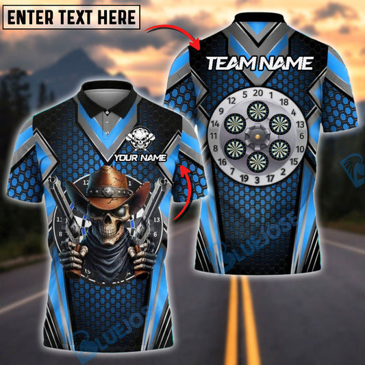 BlueJose Darts Skull Cowboy Customized Name, Team Name 3D Shirt (4 Colors)