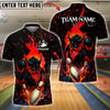 BlueJose Bowling And Pins Viking Flame Customized Name, Team Name 3D Shirt (4 Colors)