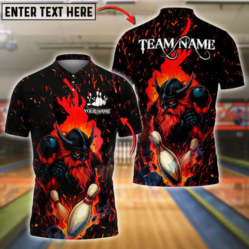 BlueJose Bowling And Pins Viking Flame Customized Name, Team Name 3D Shirt (4 Colors)