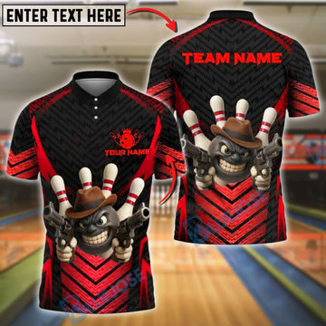 BlueJose Bowling And Pins Cowboy Gangster Customized Name, Team Name 3D Shirt (4 Colors)