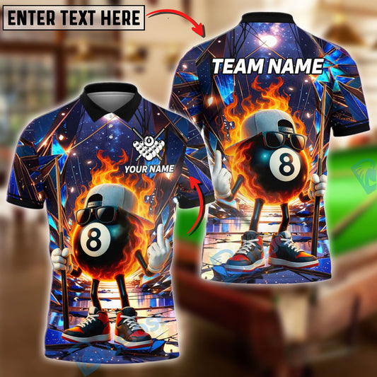 BlueJose Billiards 8 Ball Cosmic Personalized Name, Team Name Unisex Shirt (4 Colors)