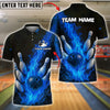 BlueJose Bowling And Pins Inferno Strike Down Customized Name, Team Name 3D Shirt (4 Colors)