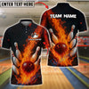 BlueJose Bowling And Pins Inferno Strike Down Customized Name, Team Name 3D Shirt (4 Colors)