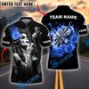 BlueJose Darts Fiery Lady Skull Art Personalized Name Team Name Shirt (4 colors)