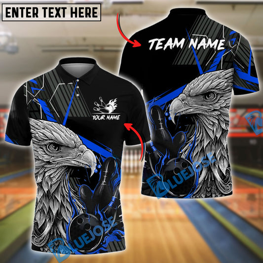 BlueJose Bowling And Pins Majestic Eagle Customized Name, Team Name 3D Shirt (4 Colors)