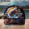 BlueJose Fishing American Flag Red Scratch Personalized Name Classic 3D Cap (13 Breeds)