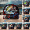 BlueJose Fishing American Flag Red Scratch Personalized Name Classic 3D Cap (13 Breeds)
