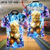 BlueJose Bowling And Pins Galaxy Power Cat Customized Name, Team Name 3D Shirt (4 Colors)