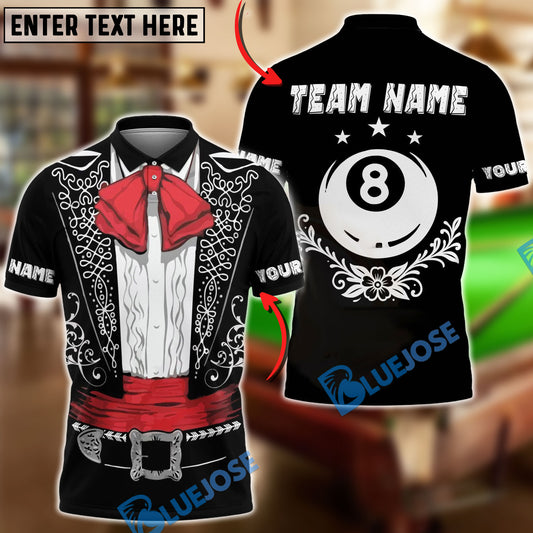 BlueJose Billiards Ball 8 Mariachi Pool Jersey Customized Name, Team Name 3D Shirt
