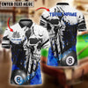 BlueJose Billiards Ball 8 Pool Skull Splash Personalized Name Shirt (4 Colors)