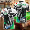 BlueJose Billiards Ball 8 Pool Skull Splash Personalized Name Shirt (4 Colors)