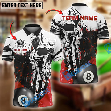 BlueJose Billiards Ball 8 Pool Skull Splash Personalized Name Shirt (4 Colors)