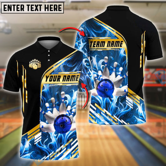 BlueJose Bowling And Pins Inferno Strike Customized Name, Team Name 3D Shirt (4 Colors)