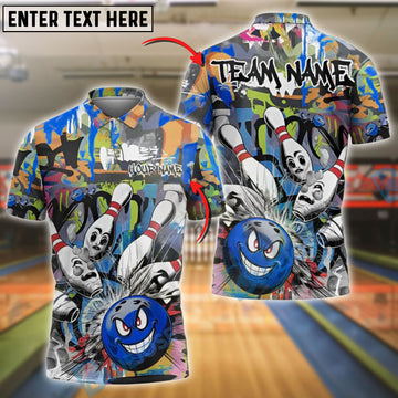 BlueJose Bowling And Pins Urban Impact Customized Name, Team Name 3D Shirt (4 Colors)