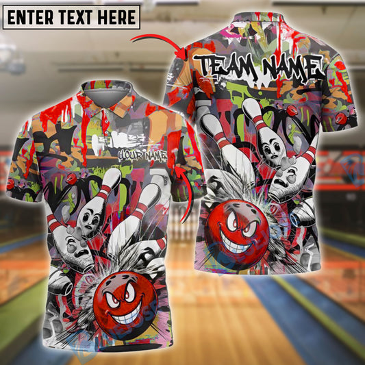 BlueJose Bowling And Pins Urban Impact Customized Name, Team Name 3D Shirt (4 Colors)