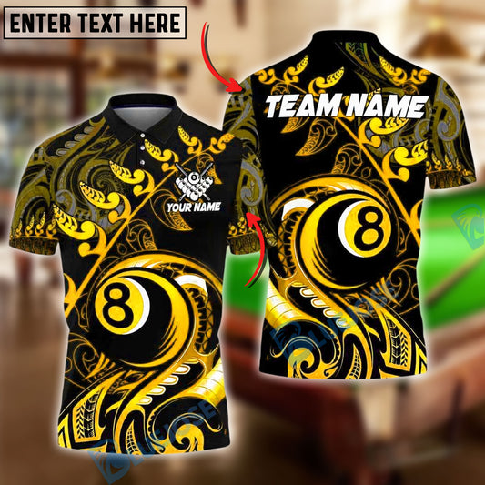 BlueJose Billiards Ball 8 Tribal Leaf Personalized Name, Team Name Unisex Shirt (4 Colors)