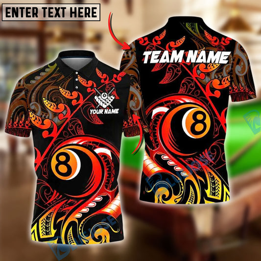 BlueJose Billiards Ball 8 Tribal Leaf Personalized Name, Team Name Unisex Shirt (4 Colors)