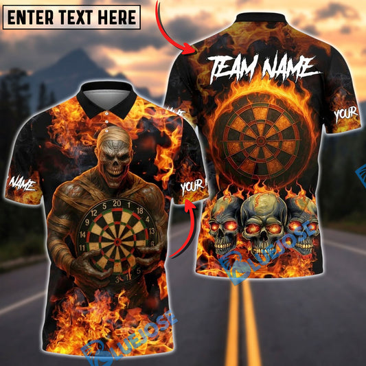 BlueJose Darts Mummy Inferno Personalized Name, Team Name Unisex Shirt (4 Colors)
