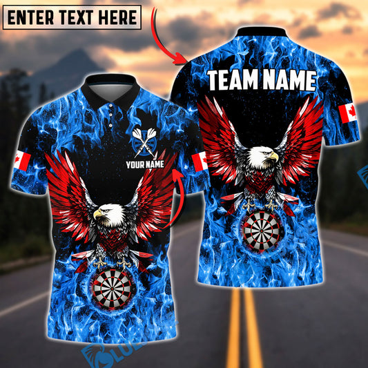 BlueJose Darts Flaming Canada Flag Eagle Personalized Name, Team Name Unisex Shirt (4 Colors)