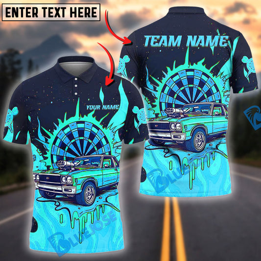 BlueJose Darts Hot Rod Inferno Personalized Name, Team Name Shirt (4 Colors)