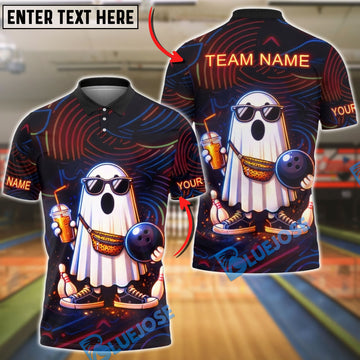 BlueJose Bowling Funny Ghost Neon Personalized Name, Team Name 3D Shirt