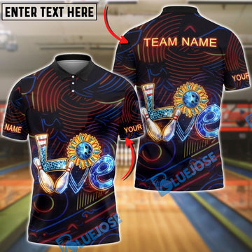 BlueJose Bowling Love Neon Sign Style Personalized Name, Team Name 3D Shirt